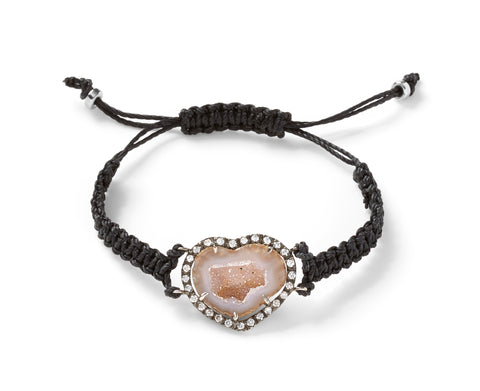 18-karat blackened white gold, geode and diamond bracelet