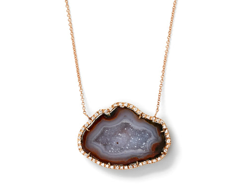 18-karat rose gold, geode and diamond necklace